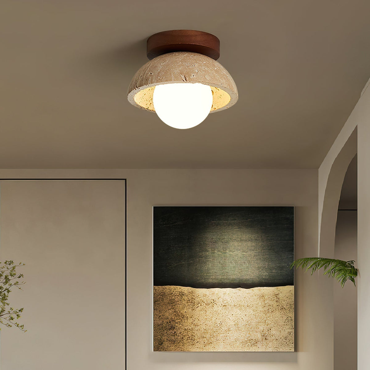 Ritta Lámpara de Techo Minimalista de Travertino — imagen 4 | Aura Lighting