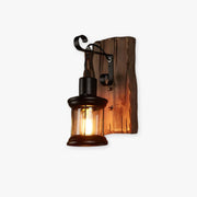 Silva Industrial Rustico Lantern Metal/Madera Aplique de Pared Negra/Bronce — imagen 1 | Aura Lighting