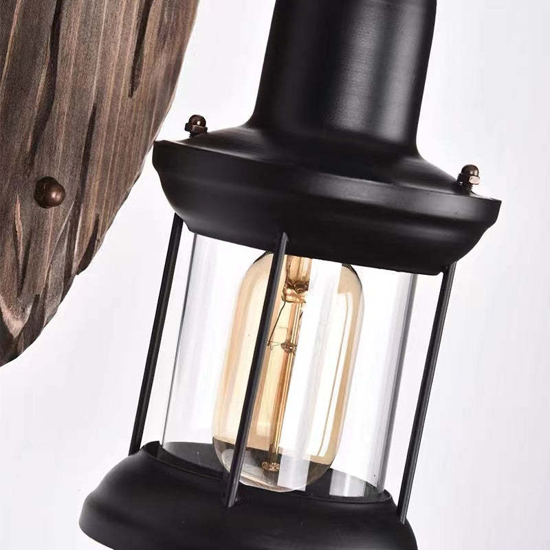 Silva Industrial Rustico Lantern Metal/Madera Aplique de Pared Negra/Bronce — imagen 12 | Aura Lighting