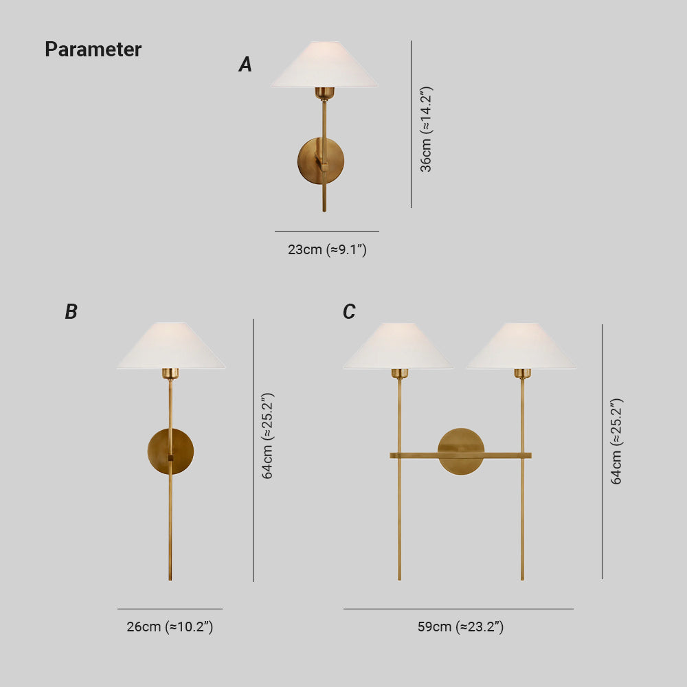 Silva Lámpara de Pared con Pantalla Cónica Blanca de Tela — imagen 5 | Aura Lighting