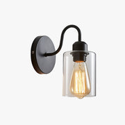 Silva Vintage Industrial Cilíndrico Metal/Vidrio Aplique de Pared Negro — imagen 1 | Aura Lighting
