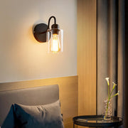 Silva Vintage Industrial Cilíndrico Metal/Vidrio Aplique de Pared Negro — imagen 2 | Aura Lighting