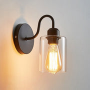 Silva Vintage Industrial Cilíndrico Metal/Vidrio Aplique de Pared Negro — imagen 5 | Aura Lighting