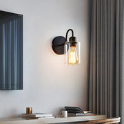 Silva Vintage Industrial Cilíndrico Metal/Vidrio Aplique de Pared Negro — imagen 8 | Aura Lighting