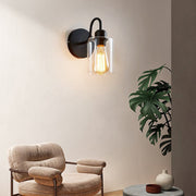 Silva Vintage Industrial Cilíndrico Metal/Vidrio Aplique de Pared Negro — imagen 9 | Aura Lighting