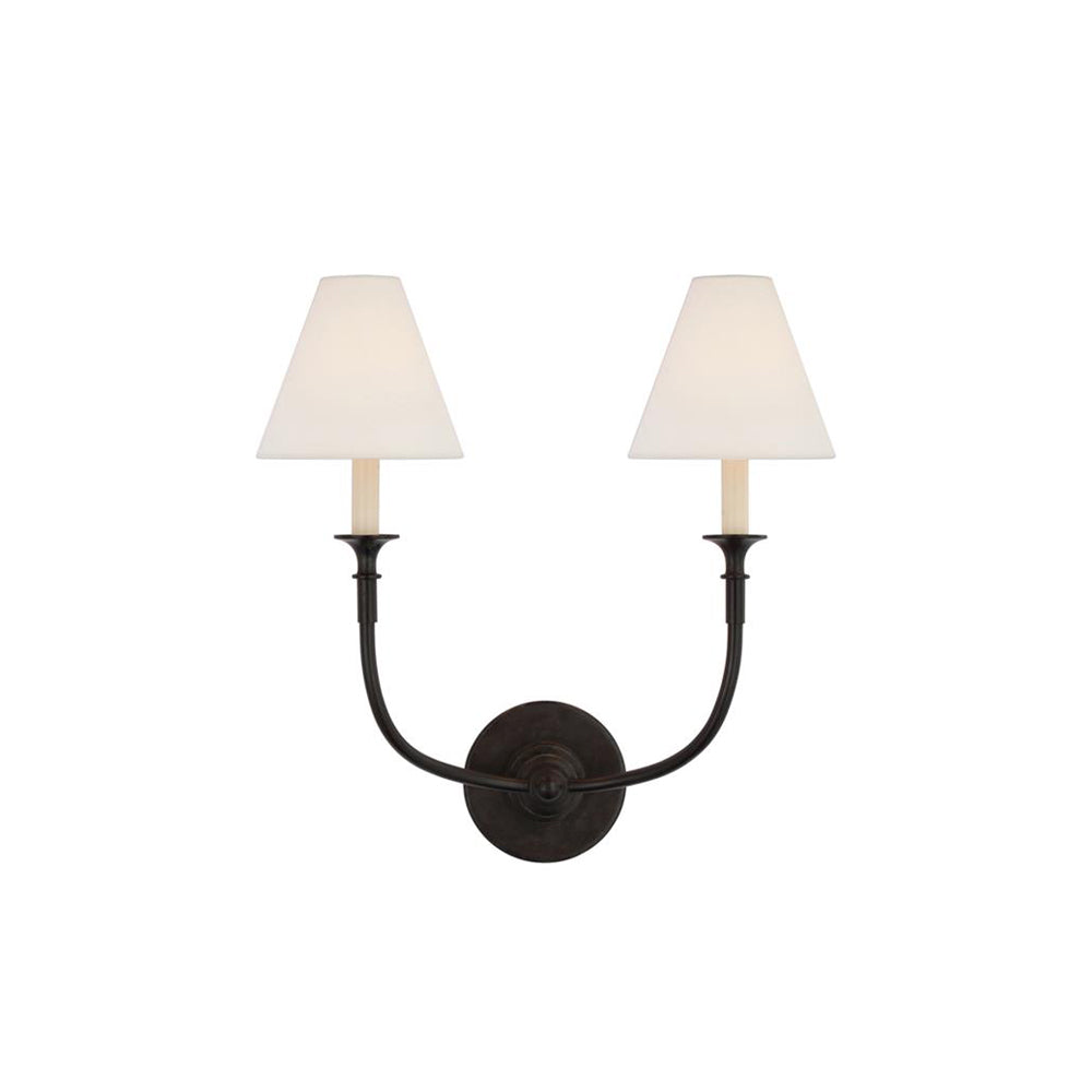 Silva Lámpara de Pared Vintage de Tela con Brazo de Negro/Blanco/Látón — imagen 1 | Aura Lighting