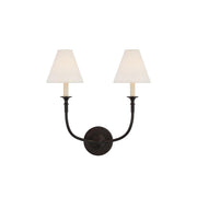 Silva Lámpara de Pared Vintage de Tela con Brazo de Negro/Blanco/Látón — imagen 1 | Aura Lighting