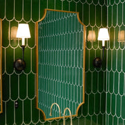 Silva Lámpara de Pared Vintage de Tela con Brazo de Negro/Blanco/Látón — imagen 5 | Aura Lighting