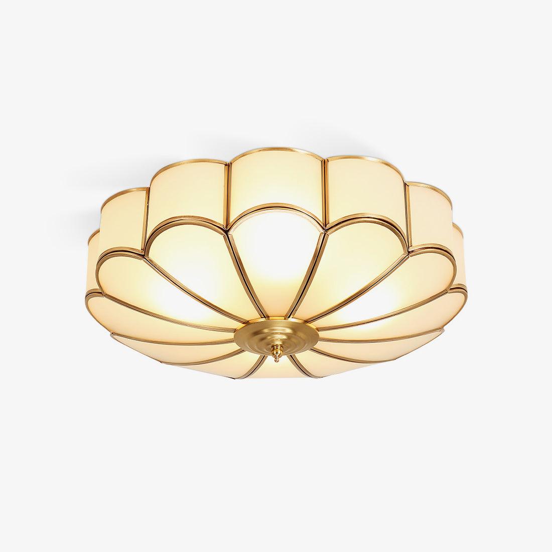 Tiffany Lámpara de Techo en Forma de Flor de Vidrio Esmerilado y Latón — imagen 1 | Aura Lighting