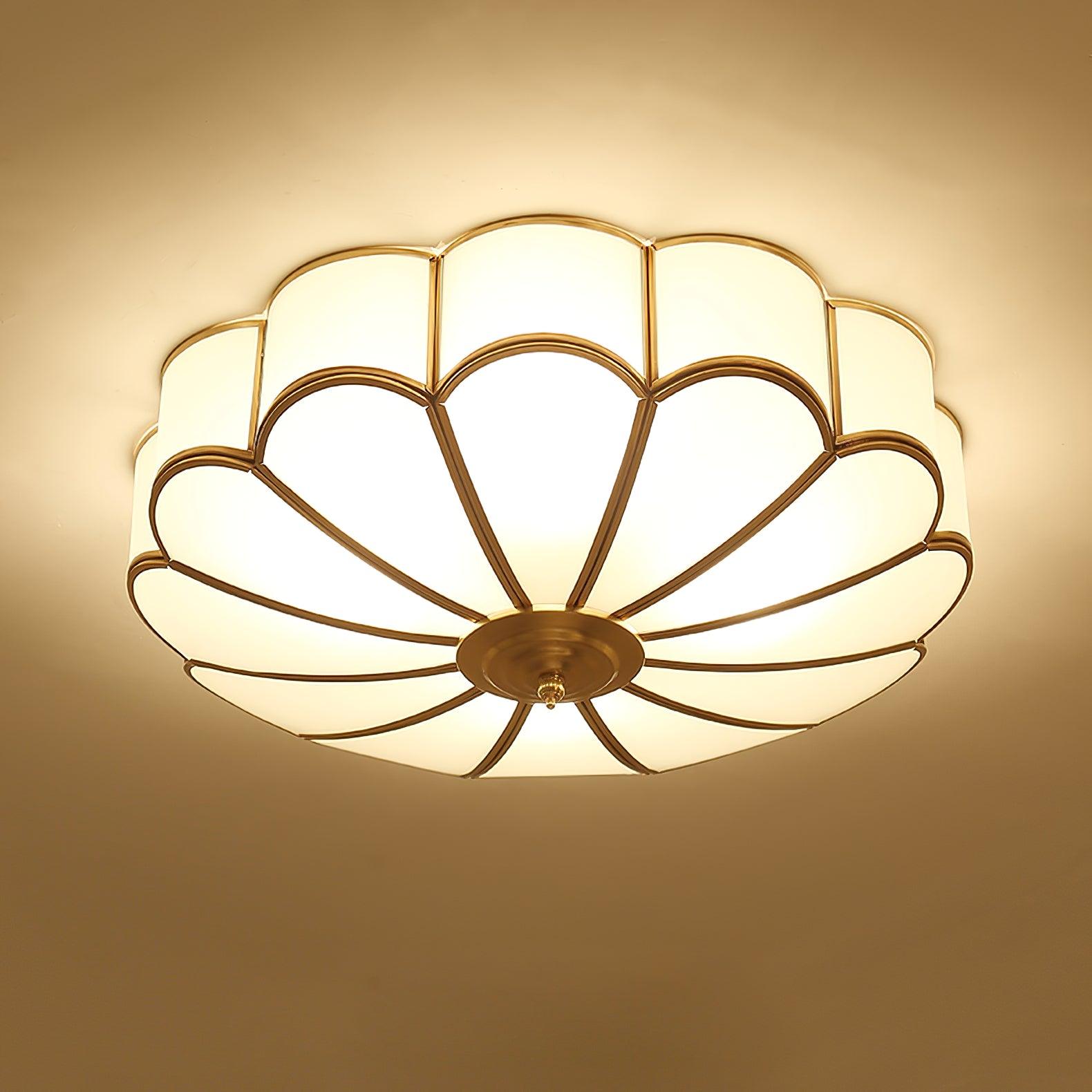 Tiffany Lámpara de Techo en Forma de Flor de Vidrio Esmerilado y Latón — imagen 7 | Aura Lighting