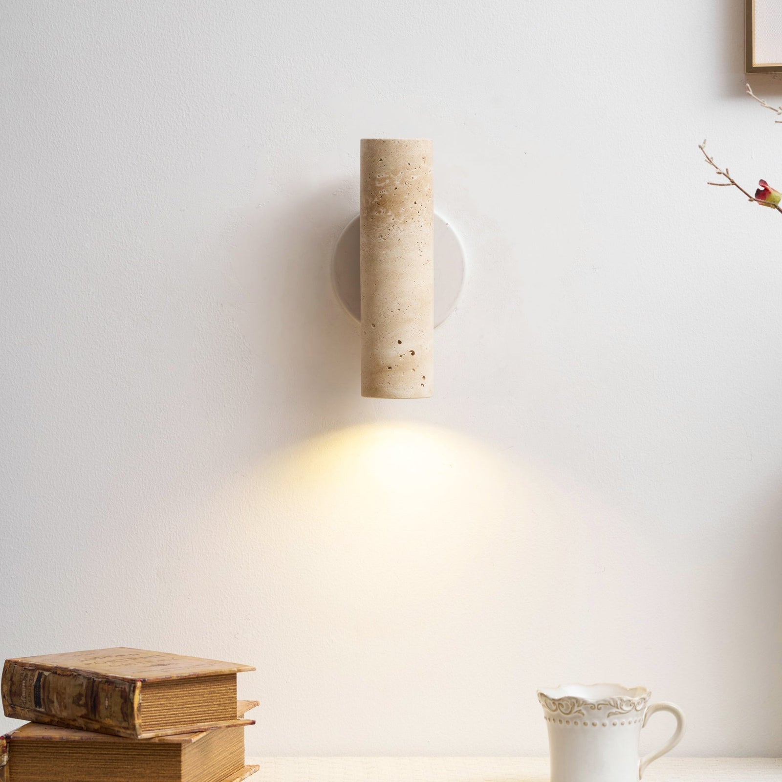 Uvineth Modern Minimalist Travertine Wall Lamp - Lamp Copper