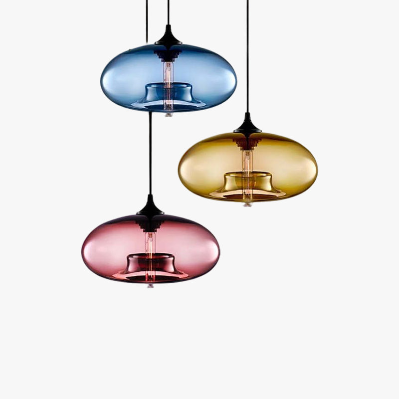 Valentina Moderna Macaron Vidrio LED Lámpara Colgante Negra/Rosa/Azul — imagen 1 | Aura Lighting
