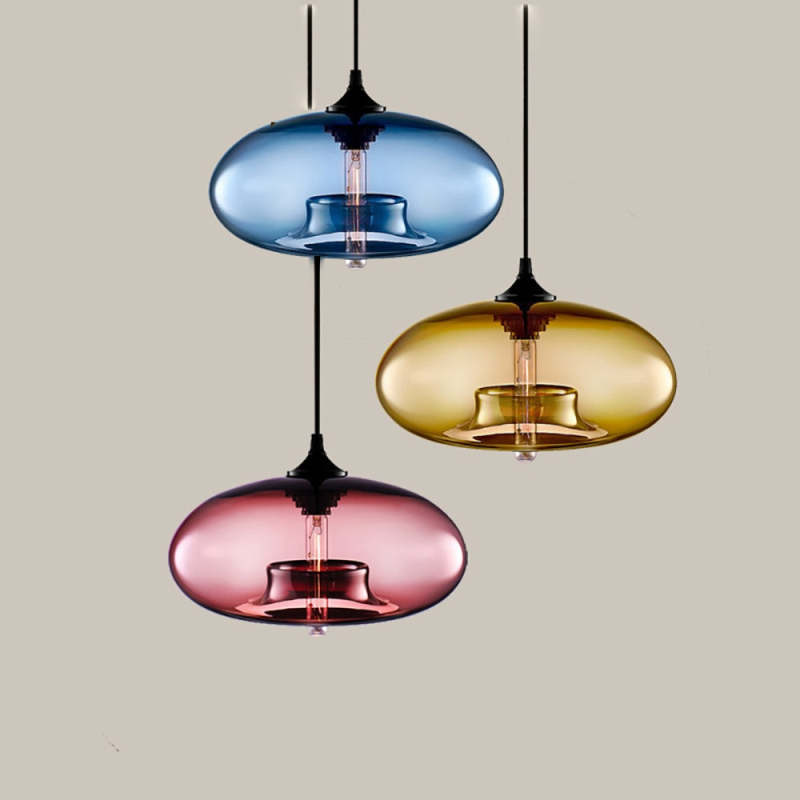 Valentina Moderna Macaron Vidrio LED Lámpara Colgante Negra/Rosa/Azul — imagen 2 | Aura Lighting