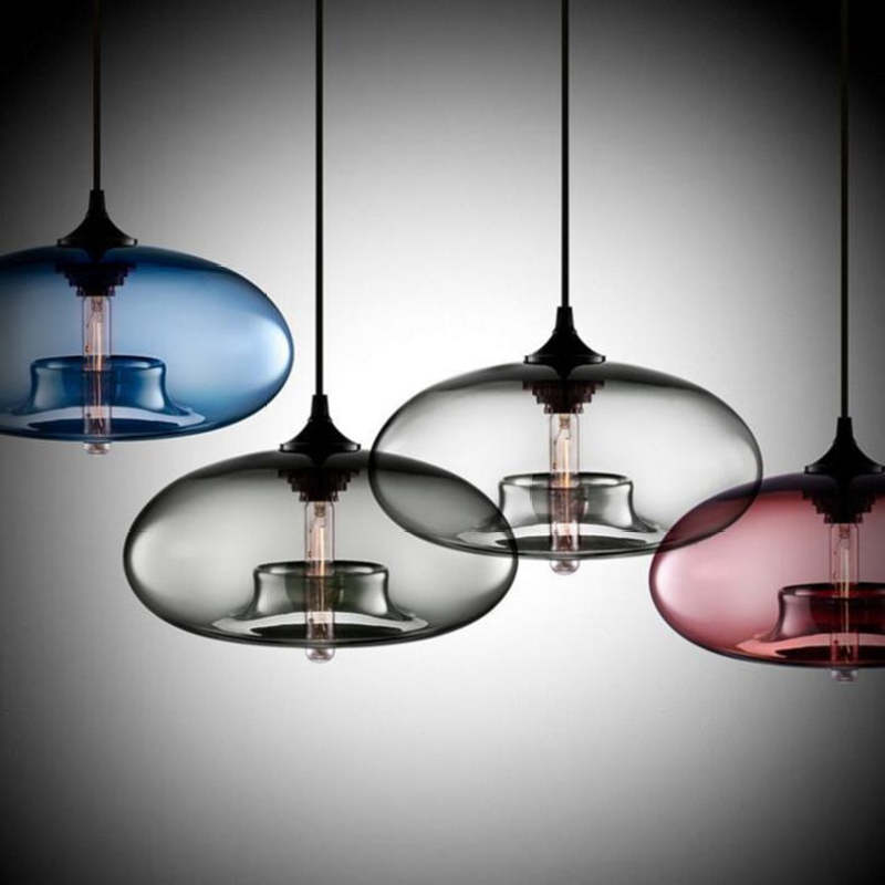 Valentina Moderna Macaron Vidrio LED Lámpara Colgante Negra/Rosa/Azul — imagen 3 | Aura Lighting