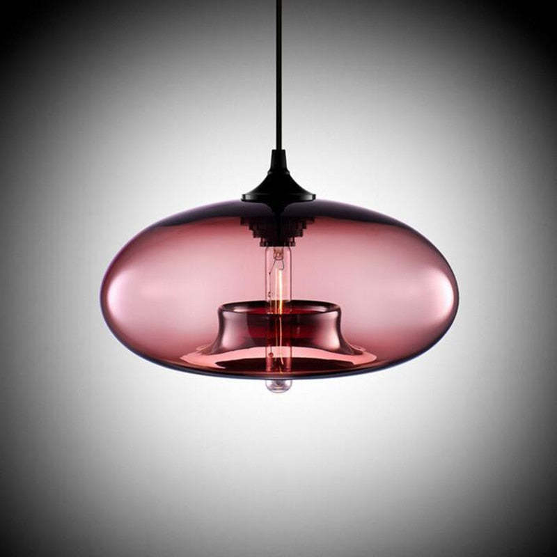 Valentina Moderna Macaron Vidrio LED Lámpara Colgante Negra/Rosa/Azul — imagen 8 | Aura Lighting
