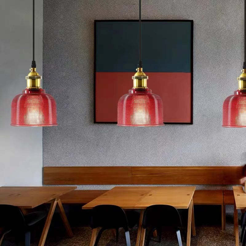 Valentina Industrial Domo Metal/Vidrio Lámpara Colgante Roja/Amarilla/Azul — imagen 14 | Aura Lighting