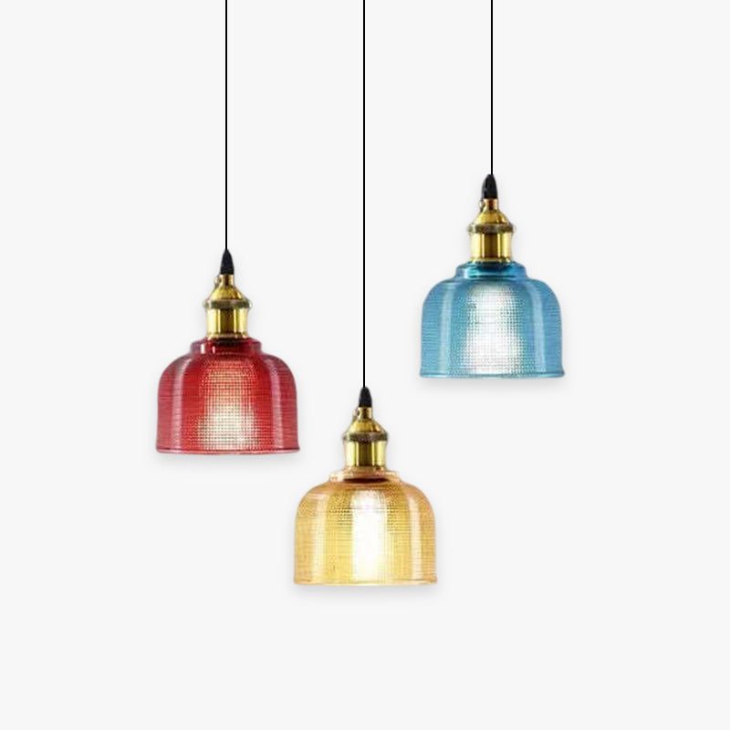 Valentina Industrial Domo Metal/Vidrio Lámpara Colgante Roja/Amarilla/Azul — imagen 1 | Aura Lighting