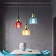 Valentina Industrial Domo Metal/Vidrio Lámpara Colgante Roja/Amarilla/Azul — imagen 2 | Aura Lighting