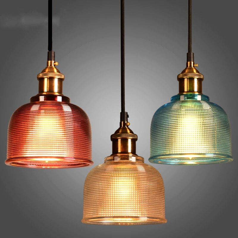 Valentina Industrial Domo Metal/Vidrio Lámpara Colgante Roja/Amarilla/Azul — imagen 6 | Aura Lighting