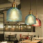 Valentina Industrial Domo Metal/Vidrio Lámpara Colgante Roja/Amarilla/Azul — imagen 9 | Aura Lighting