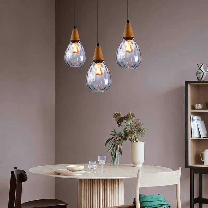 Valentina Lámpara Colgante Vintage Teardrop Vidrio/Madera — imagen 2 | Aura Lighting