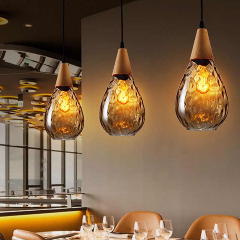 Valentina Lámpara Colgante Vintage Teardrop Vidrio/Madera — imagen 4 | Aura Lighting