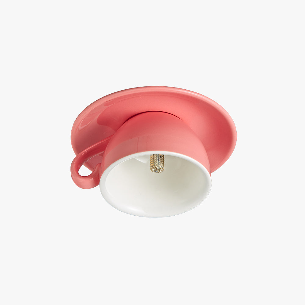 Valentina Lámpara de Techo Modern Coffee Cups Ceramic Flush Azul/Rosa/Amarillo — imagen 1 | Aura Lighting