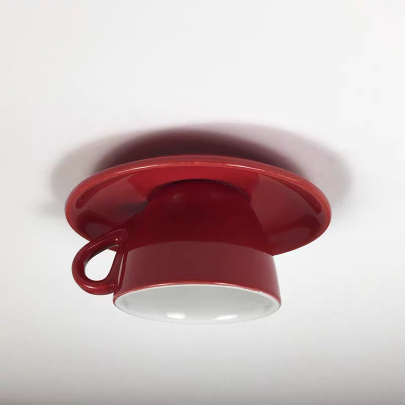 Valentina Lámpara de Techo Modern Coffee Cups Ceramic Flush Azul/Rosa/Amarillo — imagen 10 | Aura Lighting