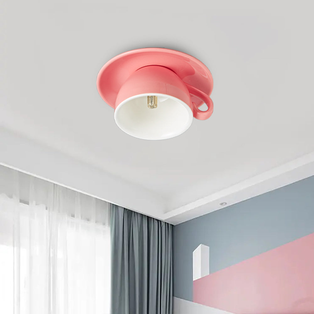 Valentina Lámpara de Techo Modern Coffee Cups Ceramic Flush Azul/Rosa/Amarillo — imagen 5 | Aura Lighting