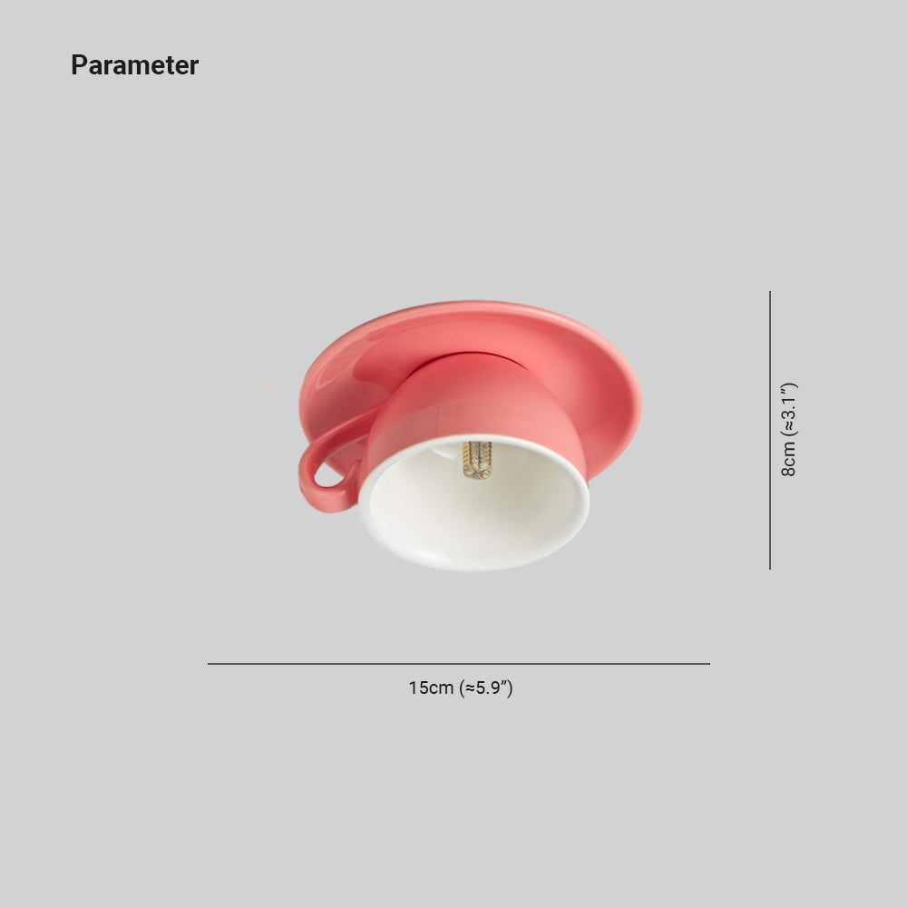 Valentina Lámpara de Techo Modern Coffee Cups Ceramic Flush Azul/Rosa/Amarillo — imagen 6 | Aura Lighting
