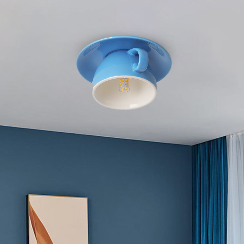 Valentina Lámpara de Techo Modern Coffee Cups Ceramic Flush Azul/Rosa/Amarillo — imagen 7 | Aura Lighting