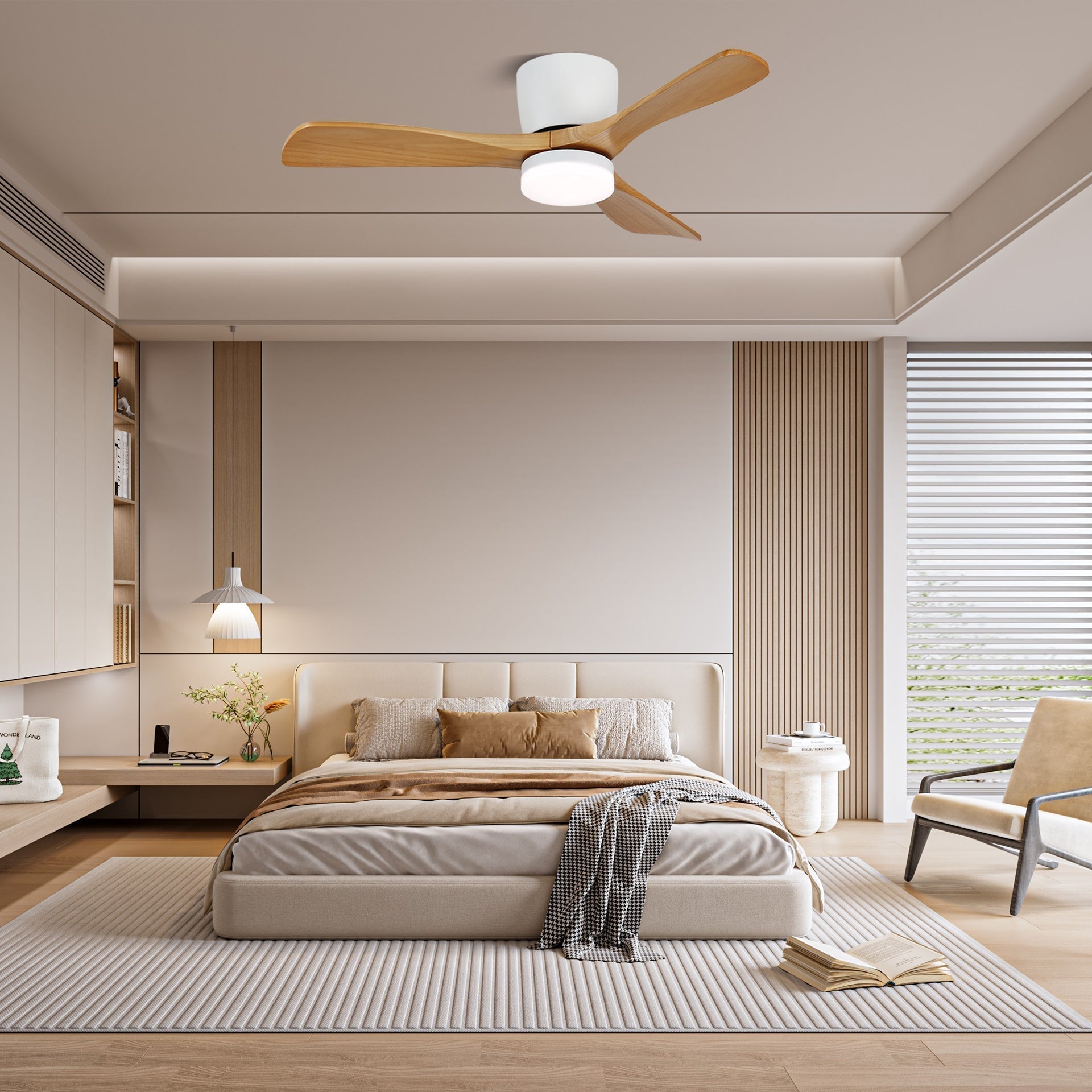 Ventilador de techo Brinor en un ambiente de salón moderno