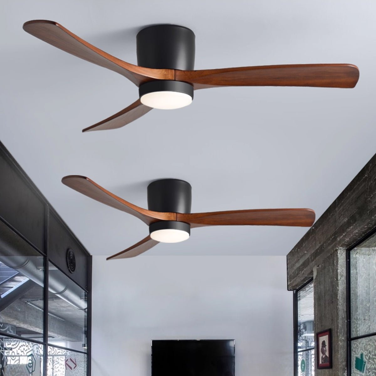 Ventilador de Techo con Luz Ezra Nórdico de Madera con aspas de sicomoro