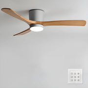 Ventilador de Techo Moderno de Madera Elena con Luz destacando el motor de cobre puro