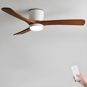 Ventilador de Techo Moderno de Madera Elena con Luz en un comedor