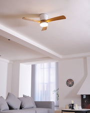 Ventilador de Techo Moderno de Madera Elena con Luz en un espacio luminoso y ventilado