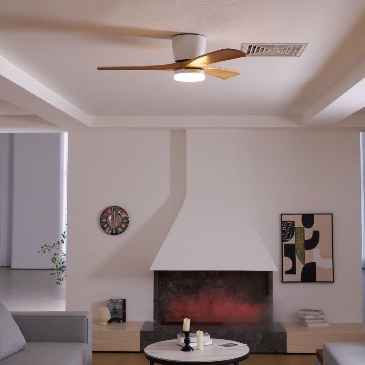 Ventilador de Techo Moderno de Madera Elena con Luz con el mando a distancia incluido