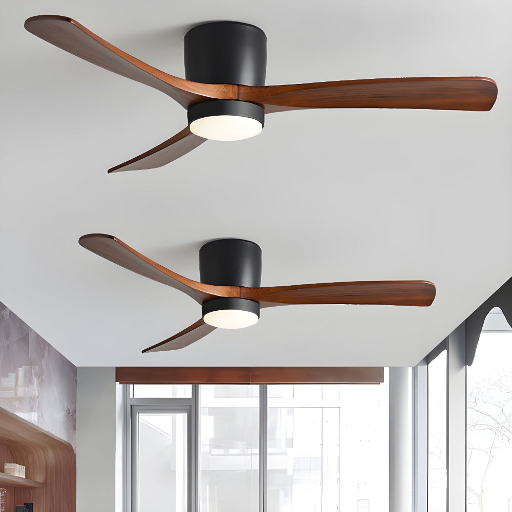 Ventilador de Techo Moderno de Madera Elena con Luz en acabado Madera Natural