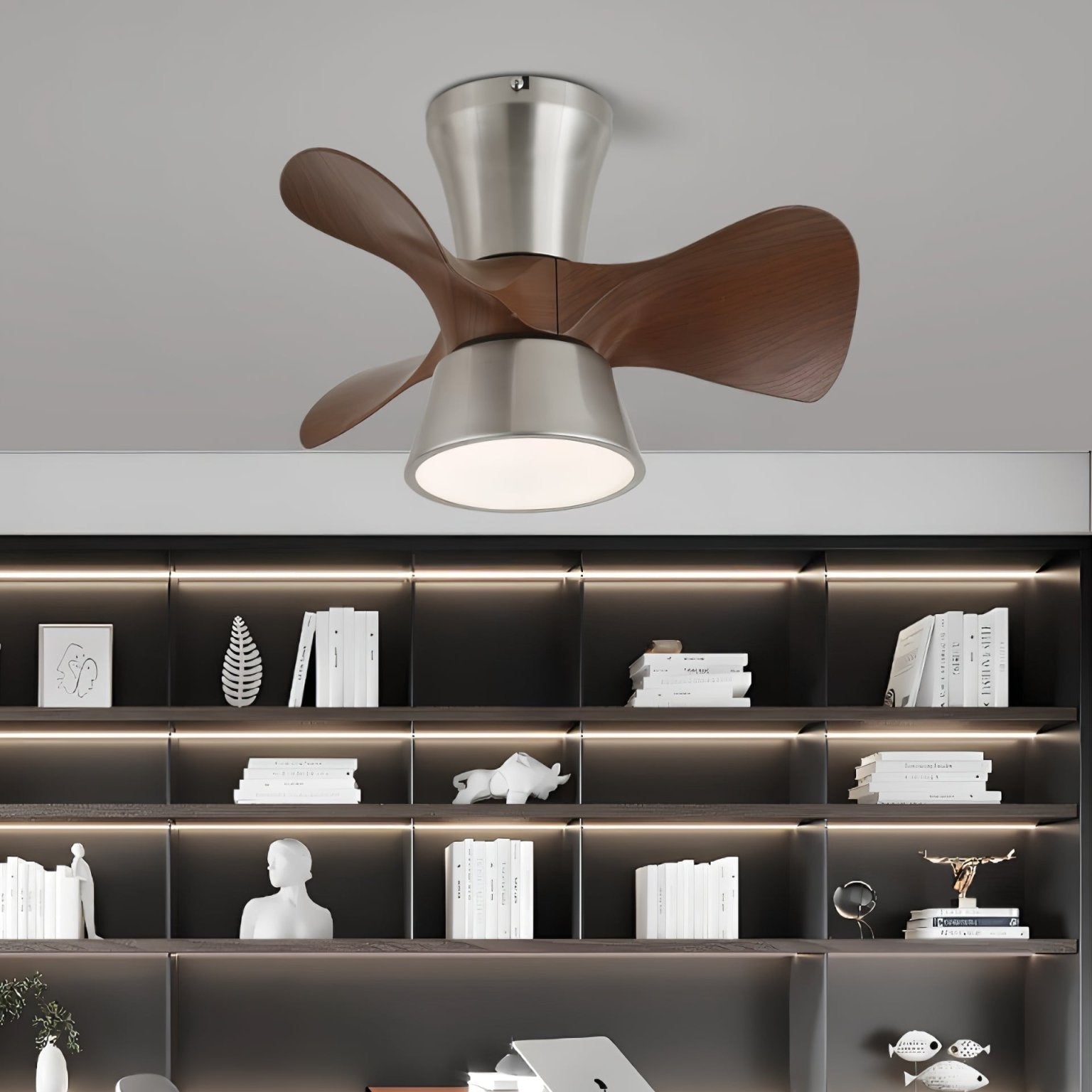 Ventilador de Techo Nera Moderno de Madera con Luz, primer plano de la luz