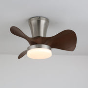 Ventilador de Techo Nera Moderno de Madera con Luz, detalle del acabado de madera de nogal