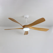 Ventilador de techo Sylven con aspas de madera y cuerpo blanco