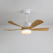Primer plano de la luz LED integrada del ventilador de techo moderno Sylven