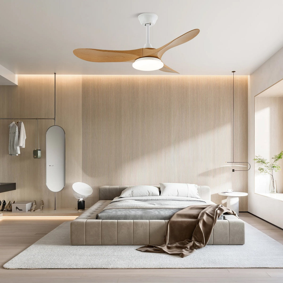 Ventilador de Techo Moderno Velix de Madera con Luz con aspas en movimiento