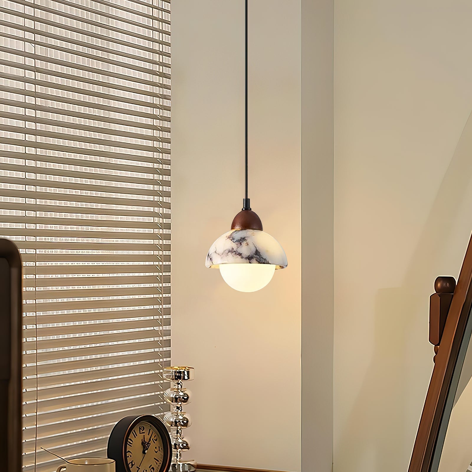 Vilaeisra Modern Minimalist Wooden Marble Pendant Lamp - Lamp Copper