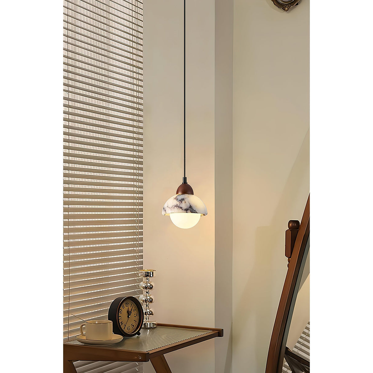 Vilaeisra Modern Minimalist Wooden Marble Pendant Lamp - Lamp Copper