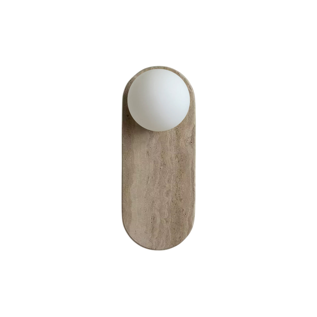 Viphaor Modern Minimalist Beige Travertine Glass Sconce Wall Lamp - Lamp Copper
