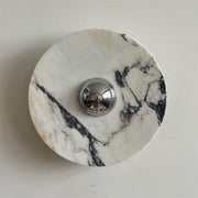 Zeno Modern Minimalist Round Chrome Marble Metal Wall Sconce - Lamp Copper