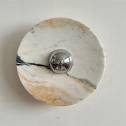 Zeno Modern Minimalist Round Chrome Marble Metal Wall Sconce - Lamp Copper
