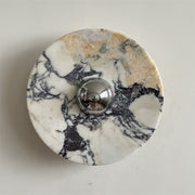 Zeno Modern Minimalist Round Chrome Marble Metal Wall Sconce - Lamp Copper