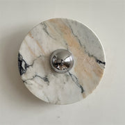 Zeno Modern Minimalist Round Chrome Marble Metal Wall Sconce - Lamp Copper